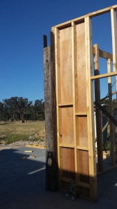 Redgum post ready to support the other side of the ironbark beam