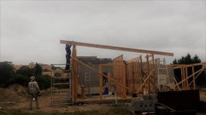 The first joist goes up