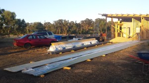 Roof sheets and gutter ready to be put up!
