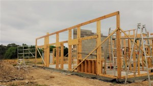 c) Front wall frame with bottom boxing