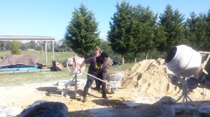 Ani & Mimi cleaning up post second coat