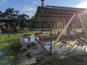 South east view of southern wall with all external studwork removed