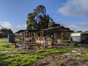 South west view of bedroom external stud work removed