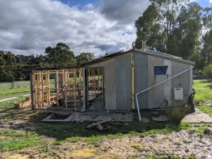 South view with the bathroom and toilet totally dismantled and bedroom rooves taken off