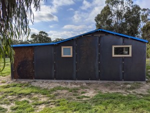 South facing wall with one checker plate on the western side