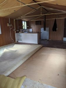 Carpets and underlay being removed